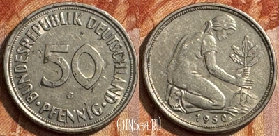 Германия 50 пфеннигов 1950 G, KM# 109, 279s-124