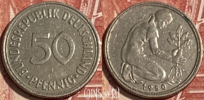 Германия 50 пфеннигов 1950 J, KM# 109, 071s-086