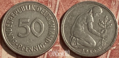 Германия 50 пфеннигов 1950 J, KM# 109, 097q-138