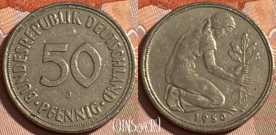 Германия 50 пфеннигов 1950 J, KM# 109, 489р-095
