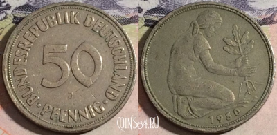 Германия 50 пфеннигов 1950 года J, KM# 109.1, a091-029
