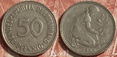 Германия 50 пфеннигов 1966 J, KM# 109, 484р-038 ♛