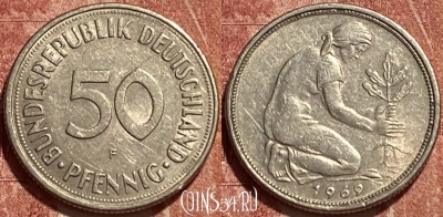 Германия 50 пфеннигов 1969 F, KM# 109, 387q-051
