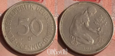 Германия 50 пфеннигов 1971 года D, KM# 109, 310o-069