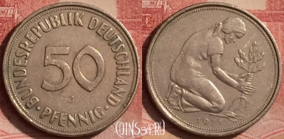 Германия 50 пфеннигов 1971 года J, KM# 109, 070l-037