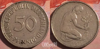 Германия 50 пфеннигов 1975 года F, KM# 109.2, a138-033