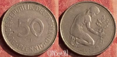 Германия 50 пфеннигов 1972 года J, KM# 109, 399-033