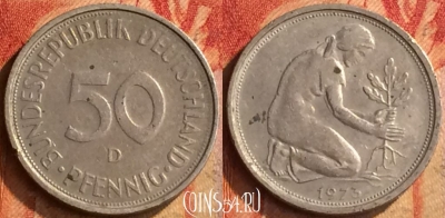 Германия 50 пфеннигов 1973 года D, KM# 109, 167o-087