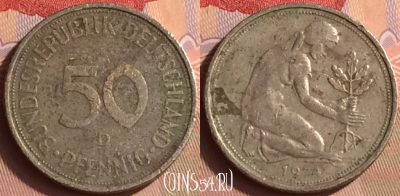 Германия 50 пфеннигов 1974 года D, KM# 109, 430-077