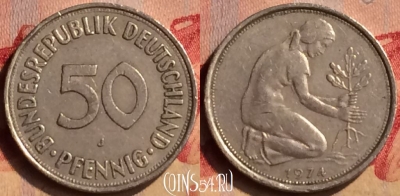 Германия 50 пфеннигов 1974 года J, KM# 109, 405-024