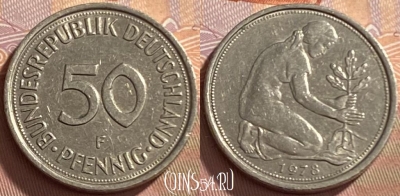 Германия 50 пфеннигов 1978 года F, KM# 109, 215p-110