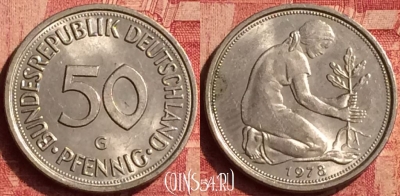 Германия 50 пфеннигов 1978 года G, KM# 109, 361o-047