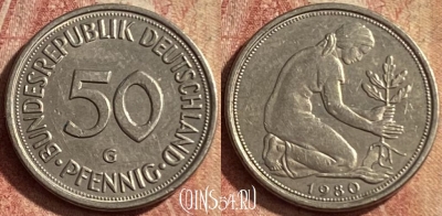 Германия 50 пфеннигов 1980 года G, KM# 109, 140p-085