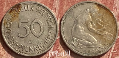 Германия 50 пфеннигов 1980 G, KM# 109, 340q-017