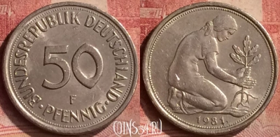 Германия 50 пфеннигов 1981 года F, KM# 109, 141m-023