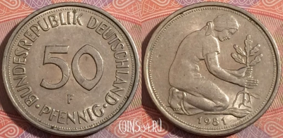 Германия 50 пфеннигов 1981 года F, KM# 109.2, a138-050