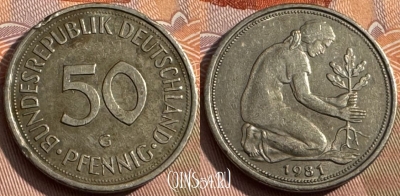 Германия 50 пфеннигов 1981 G, KM# 109, 158s-143