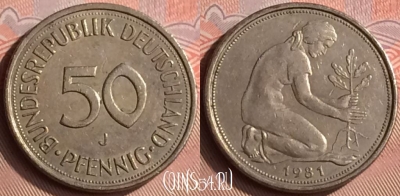 Германия 50 пфеннигов 1981 года J, KM# 109, 398-073