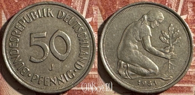 Германия 50 пфеннигов 1981 J, KM# 109, 504s-081