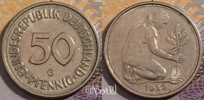Германия 50 пфеннигов 1982 года G, KM# 109.2, a150-063