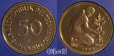 Германия 50 пфеннигов 1983 F, KM# 109, PROOF, 401o-014
