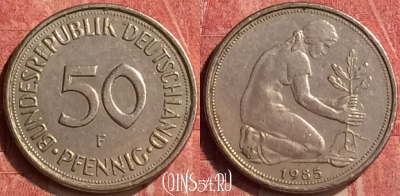 Германия 50 пфеннигов 1985 года F, KM# 109, 408-121