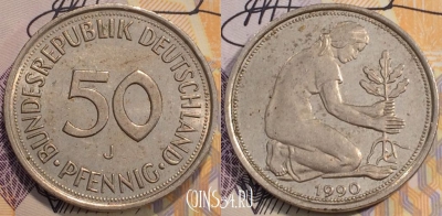 Германия 50 пфеннигов 1990 года, KM# 109.2, 111-130