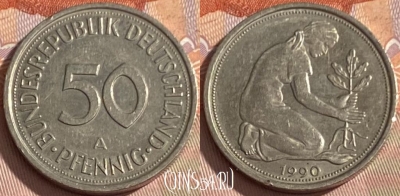 Германия 50 пфеннигов 1990 года A, KM# 109, 344p-133