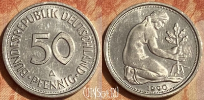 Германия 50 пфеннигов 1990 года A, KM# 109, 462q-300