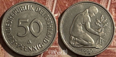 Германия 50 пфеннигов 1990 A, KM# 109, s505s-086