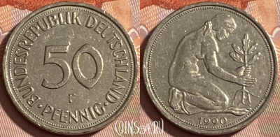 Германия 50 пфеннигов 1990 F, KM# 109, 489р-098