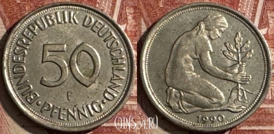 Германия 50 пфеннигов 1990 F, KM# 109, s504s-102