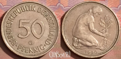 Германия 50 пфеннигов 1990 года G, KM# 109, 091l-042