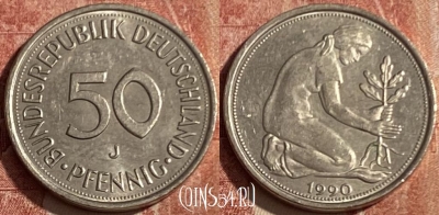Германия 50 пфеннигов 1990 J, KM# 109, 200q-063