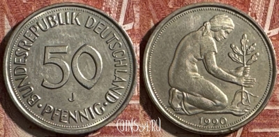 Германия 50 пфеннигов 1990 J, KM# 109, s504s-094