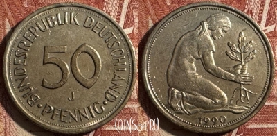 Германия 50 пфеннигов 1990 J, KM# 109, s505s-101