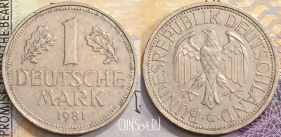 Германия ФРГ 1 марка 1981 года G, KM# 110, a077-103