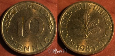 Германия ФРГ 10 пфеннигов 1985 года, D, 47-111