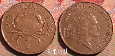 Гернси 1 пенни 1986 года, KM# 40, 214a-004