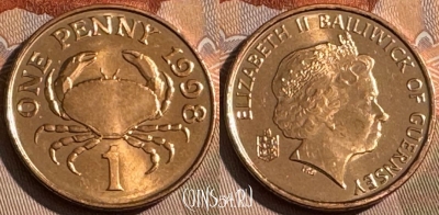 Гернси 1 пенни 1998 года, KM# 89, UNC, 509s-136