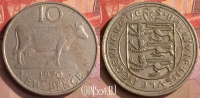 Гернси 10 новых пенсов 1970 года, KM# 24, 449-029