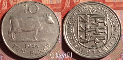 Гернси 10 пенсов 1984 года, KM# 30, 150g-114