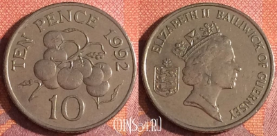 Гернси 10 пенсов 1992 года, KM# 43.2, 342-077