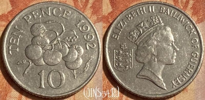 Гернси 10 пенсов 1992 года, KM# 43.2, 462q-163