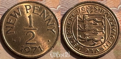 Гернси 1/2 нового пенни 1971 г., KM# 20, 199s-091