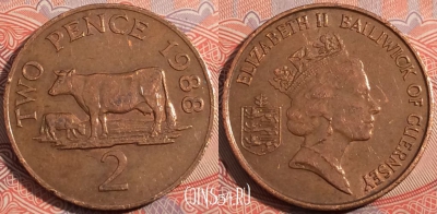 Гернси 2 пенса 1988 года, KM# 41, b080-138