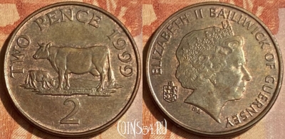 Гернси 2 пенса 1999 года, KM# 96, 462q-162
