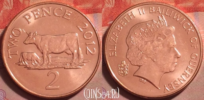 Гернси 2 пенса 2012 года, KM# 96, UNC, 325j-102