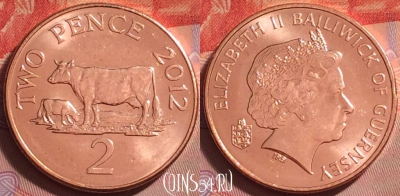 Гернси 2 пенса 2012 года, KM# 96, UNC, 325j-137