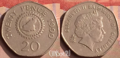 Гернси 20 пенсов 1999 года, KM# 90, 449-052